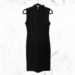 Calvin Klein sleeveless sheath dress with tie neck